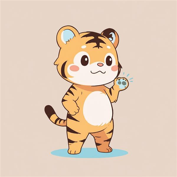 تصویر باکیفیت بچه‌ببر کارتونی در طبیعت و میان صخره‌ها، مناسب چاپ بوم و دکوراسیون طبیعت