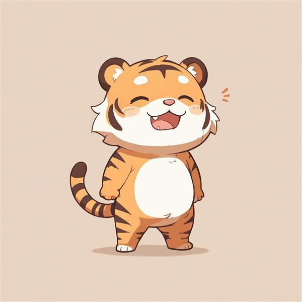 تابلو بچه‌ببر کارتونی در حال قهقهه زدن، تصویر باکیفیت و جذاب برای دکوراسیون اتاق بازی