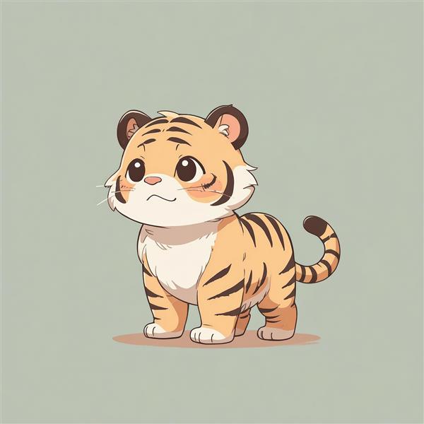 تصویر بچه‌ببر کارتونی در حال نگاه کردن به اطراف، طرح اورجینال برای تابلو و دکوراسیون فانتزی