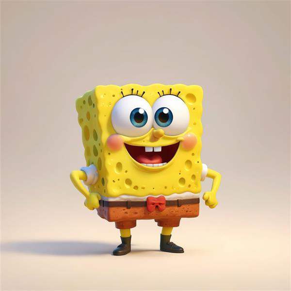 تصویر اورجینال و فانتزی باب اسفنجی با کمربند قرمز، مناسب وب فارسی