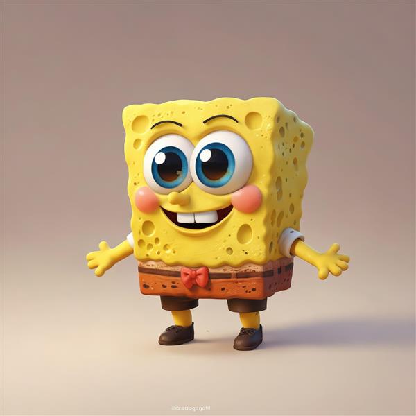 پوستر باب اسفنجی خندان، با کیفیت عالی برای چاپ روی بوم