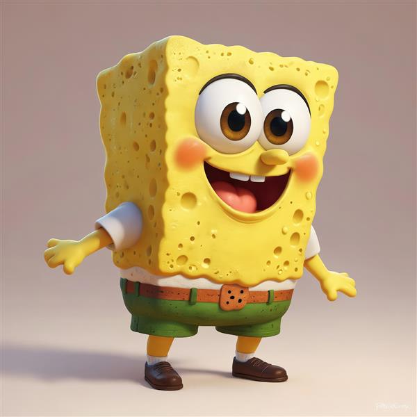 طرح سه بعدی باب اسفنجی شلوار مکعبی، اورجینال برای تولید محصولات دکوراتیو