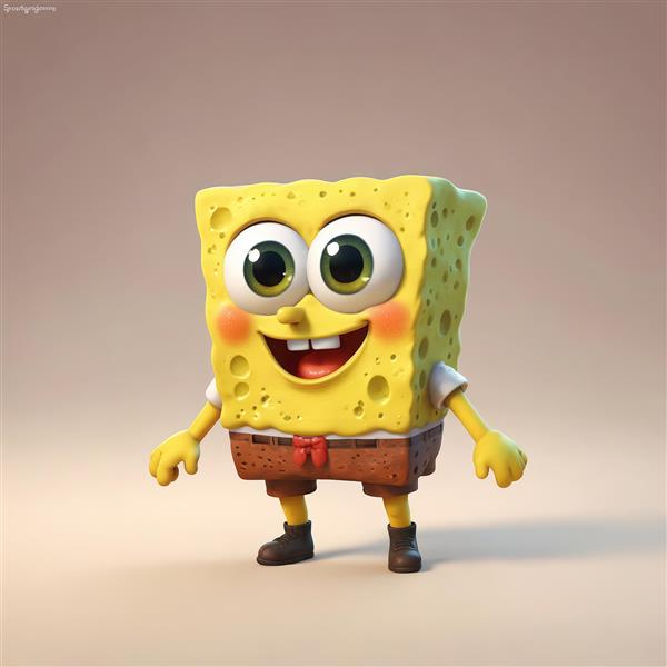 تصویر باکیفیت کاراکتر باب اسفنجی کارتونی برای دکوراسیون و چاپ عریض