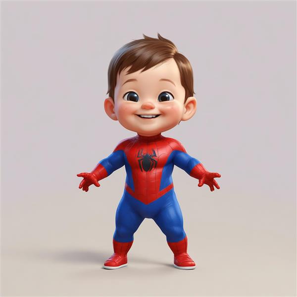کودک خوشحال در لباس مرد عنکبوتی، تصویر اورجینال باکیفیت برای تابلو