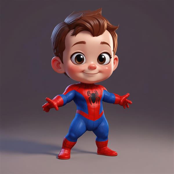 تصویر باکیفیت کاراکتر اسپایدرمن کودک با پس زمینه تیره برای دکوراسیون