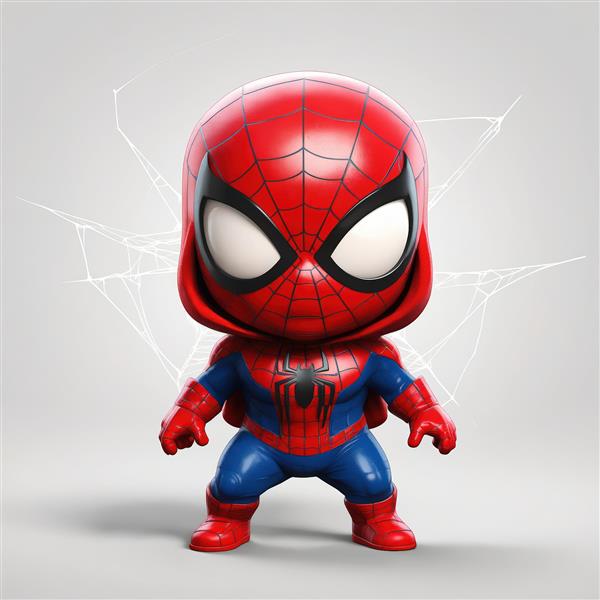 طرح باکیفیت مرد عنکبوتی با ماسک بزرگ و پس‌زمینه تار عنکبوت سفید برای دکور مدرن