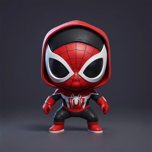 تابلو چاپی مرد عنکبوتی مایلز مورالز با هودی و ماسک سیاه و سفید