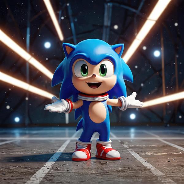 تصویر اورجینال سونیک خندان در تونل نوری سریع برای چاپ عریض و با کیفیت