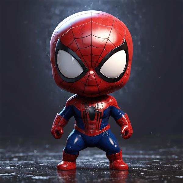 پوستر دکوراتیو مرد عنکبوتی با نورپردازی دارک و خیس و ژست آماده در شب