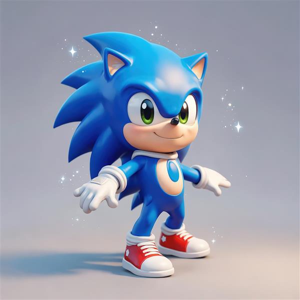 عکس باکیفیت سونیک با درخشش ستاره‌ای روی پس‌زمینه روشن و خنثی برای دکور