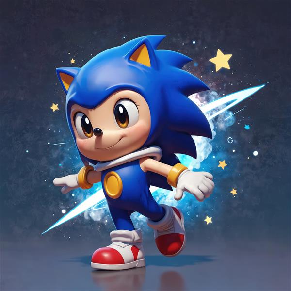 تابلو باکیفیت سونیک با نورپردازی آبی و دنباله سریع انرژی برای چاپ بوم