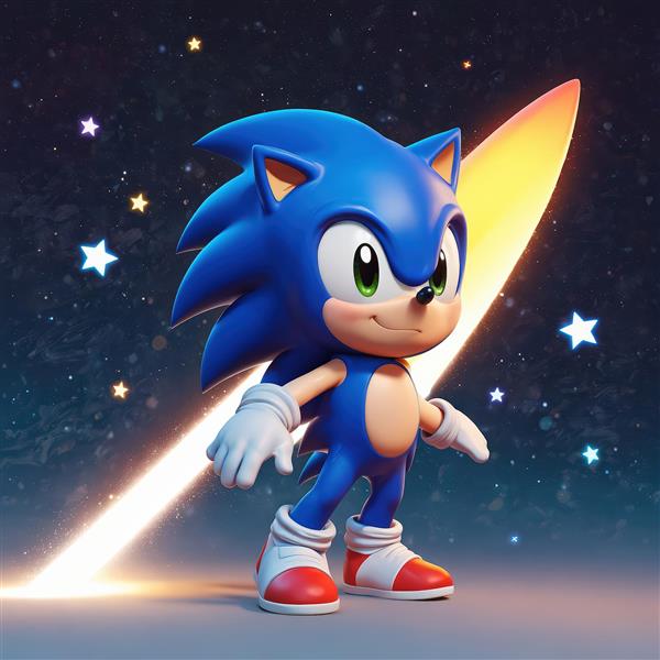 طرح چاپی سونیک در فضای ستارگان با دنباله نور سریع برای دکوراسیون اتاق نوجوان