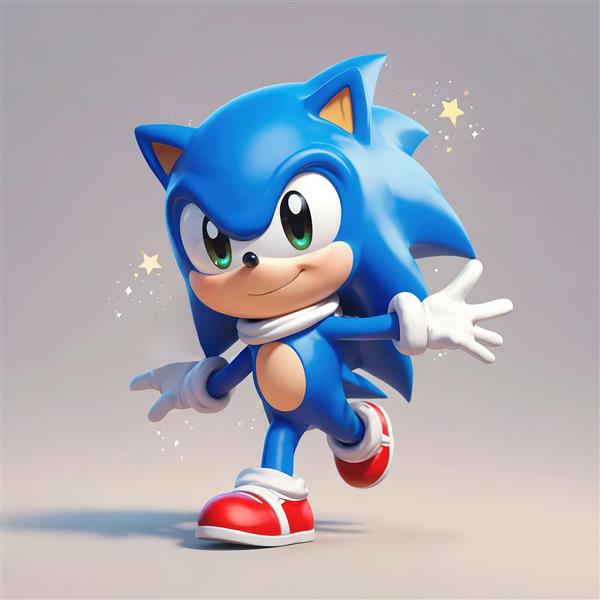 پوستر اورجینال سونیک چابی در حال دویدن با افکت ستاره درخشان برای چاپ عریض