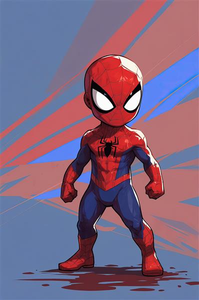 پوستر دکوراتیو مرد عنکبوتی با پس‌زمینه آبی و خطوط مورب برای اتاق مدرن و باکیفیت