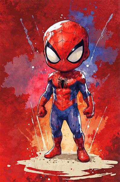 عکس اورجینال مرد عنکبوتی کارتونی برای پوستر اتاق بازی با استایل نقاشی سریع
