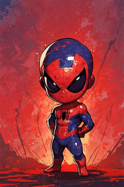 تابلو دکوراتیو مرد عنکبوتی با زمینه انفجاری قرمز تیره و سبک وُترکالر برای اتاق نوجوان