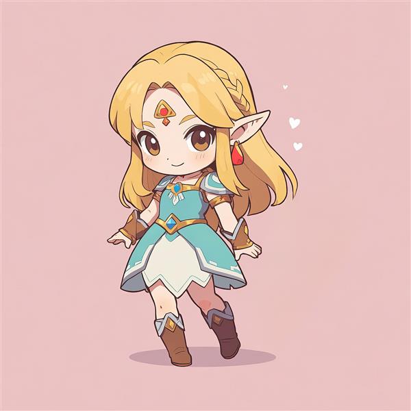 طرح کارتونی پرنسس زلدا چیبی کیوت از بازی افسانه زلدا مناسب چاپ باکیفیت