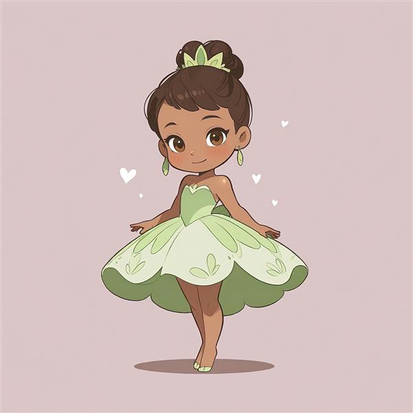 تصویر باکیفیت پرنسس تیانا چیبی در حالت رقص با پس‌زمینه پاستلی