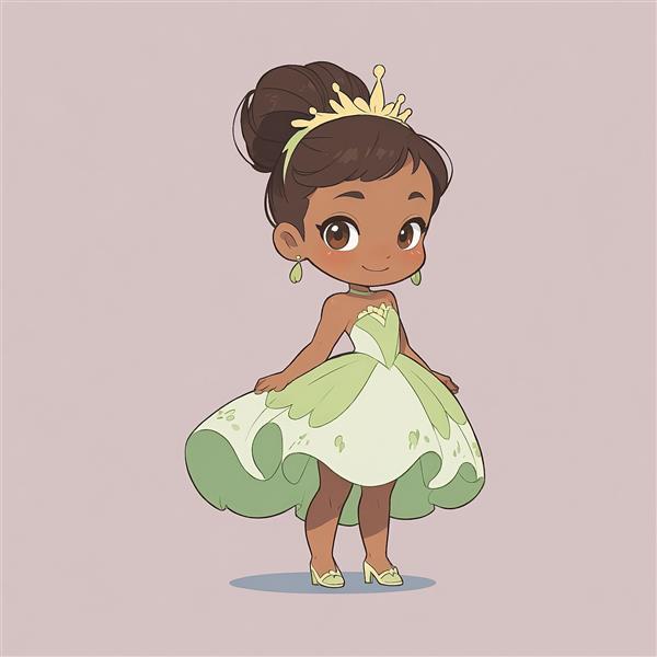 تصویر اورجینال تیانا پرنسس و قورباغه در استایل کیوت و چیبی مناسب دکوراسیون