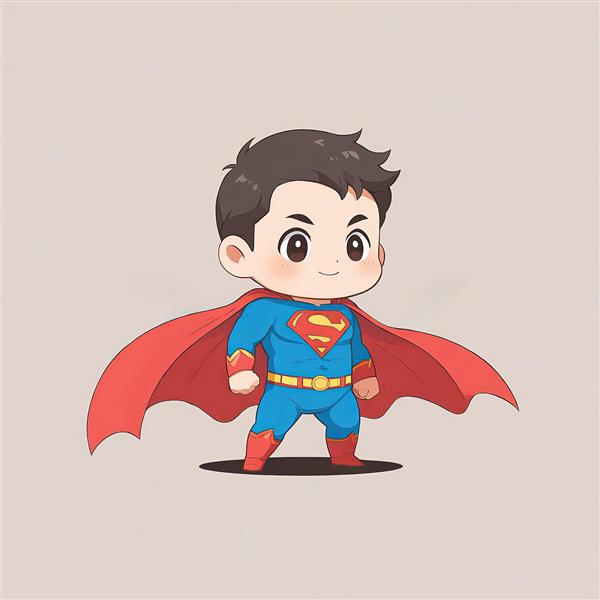 سوپرمن چیبی در پوز قهرمانانه، طرح گرافیکی برای چاپ تابلو
