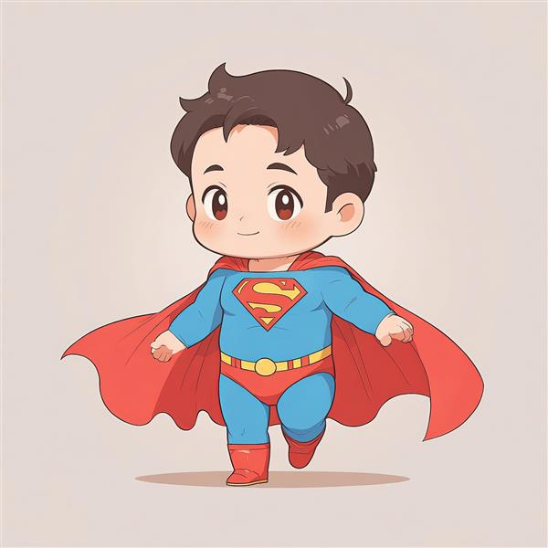 سوپرمن بامزه در حال راه رفتن با شنل در اهتزاز، طرح دیواری