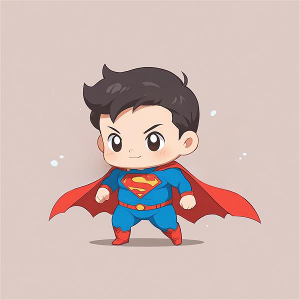 تصویر سوپرمن کودکانه با شنل بتی و پوز اکشن