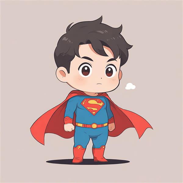 سوپرمن کوچک در حالت تفکر و خیره شدن، طرح کارتونی برای دکوراسیون