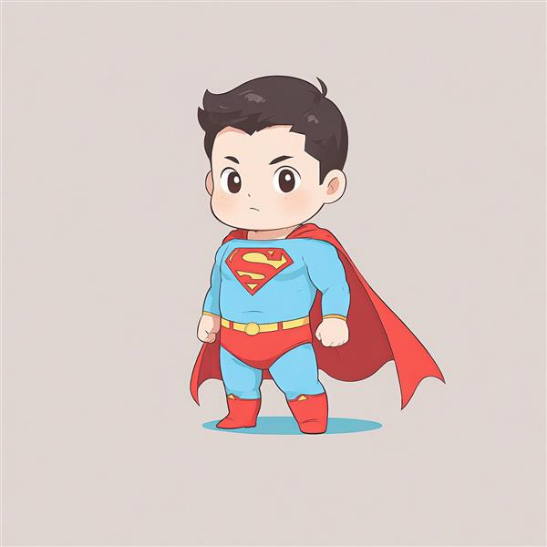 سوپرمن چیبی با حالت جدی و مصمم، پوستر و تابلو اتاق نوجوان و گیمینگ