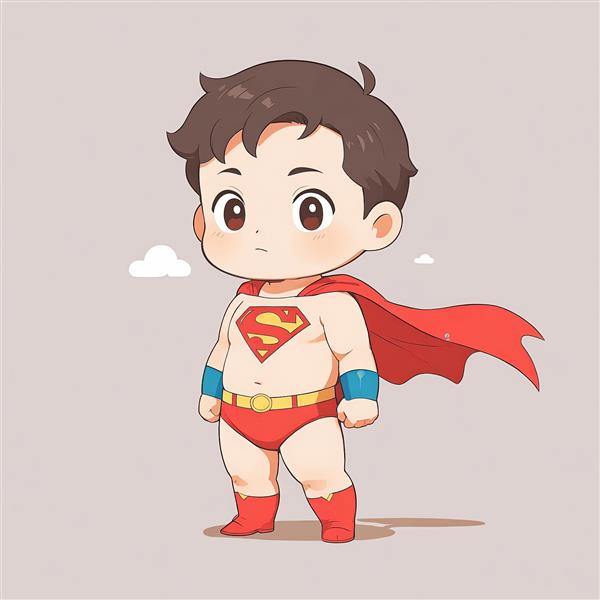 تصویر فانتزی سوپرمن (بدون لباس آبی) در پوز ابرقهرمانی، طرح مینیمال