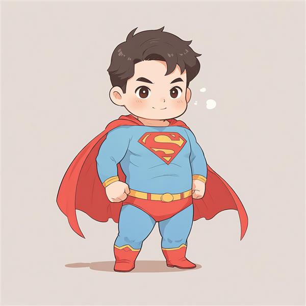 سوپرمن بامزه در پوز آماده، کمیک آرت مناسب برای چاپ دکوراتیو