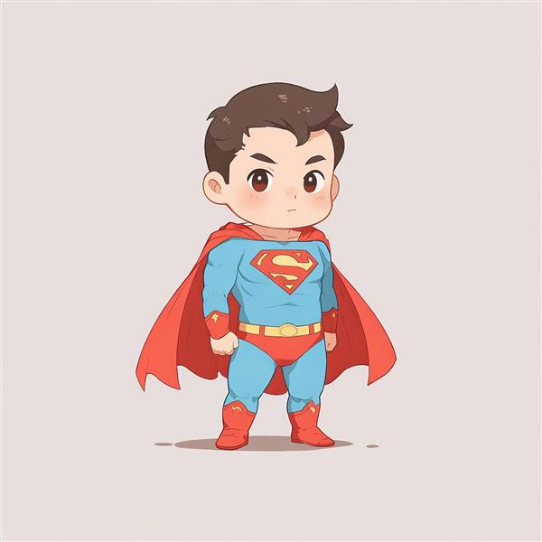 سوپرمن چیبی با حالت جدی، کاراکتر کودکانه برای پوستر و تابلو