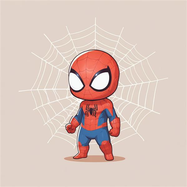 طرح کارتونی مرد عنکبوتی با تار در پشت