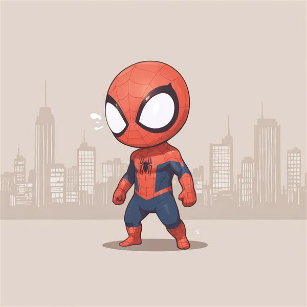 مرد عنکبوتی چیبی خسته یا متفکر در شهر