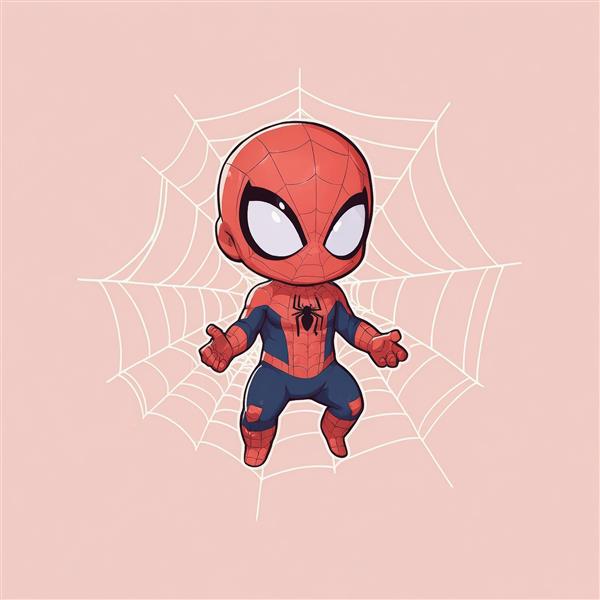 طرح گرافیکی مرد عنکبوتی کوچک در حالت تعلیق و آویزان