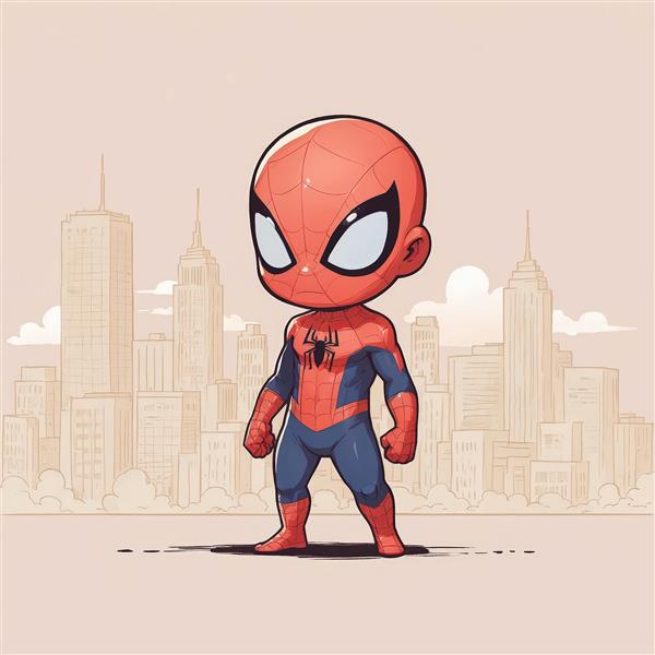 طرح دکوراتیو مرد عنکبوتی چیبی در نیویورک با خطوط ساده