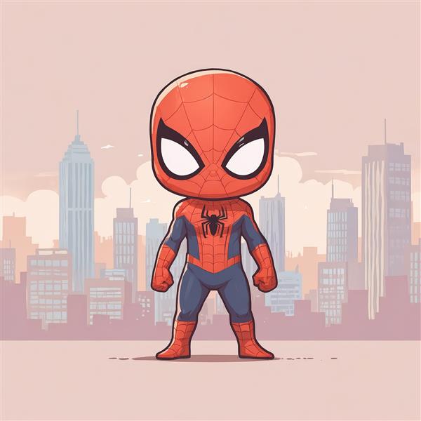 تصویر اورجینال مرد عنکبوتی چیبی با کادر تمام‌قد در شهر