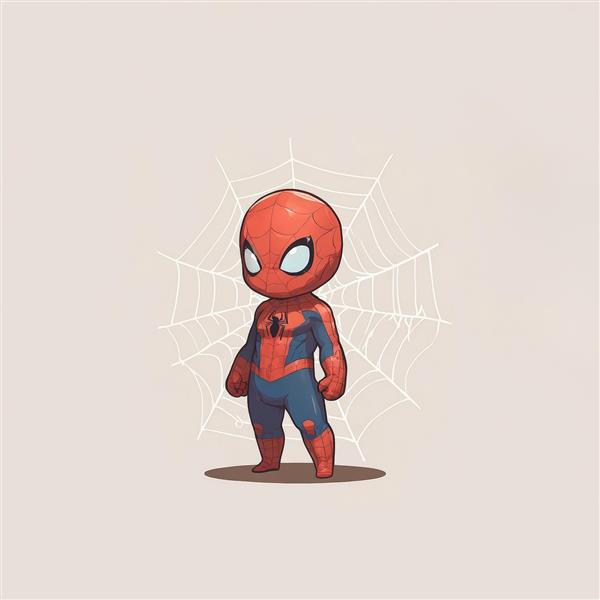 مرد عنکبوتی چیبی در حالت متفکر و پس‌زمینه تار