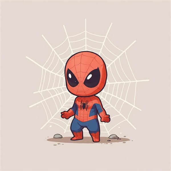 طرح دکوراتیو مرد عنکبوتی چیبی ایستاده روی زمین