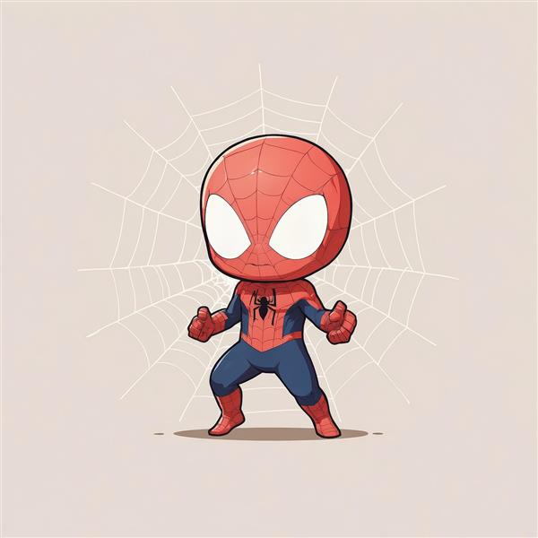 تصویر کارتونی مرد عنکبوتی کوچک با دست‌های مشت