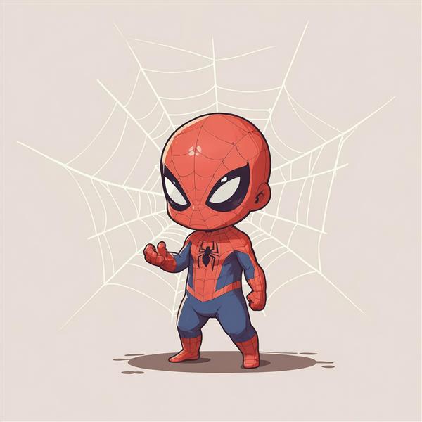 بچه با لباس مرد عنکبوتی چیبی در حالت اکشن