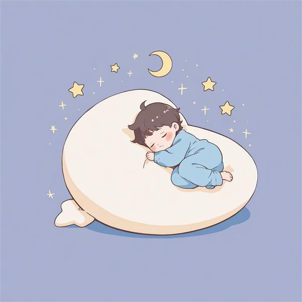 نوزاد در حال چرت زدن روی بالشتک گرد بزرگ (طرح آرامش و خواب)