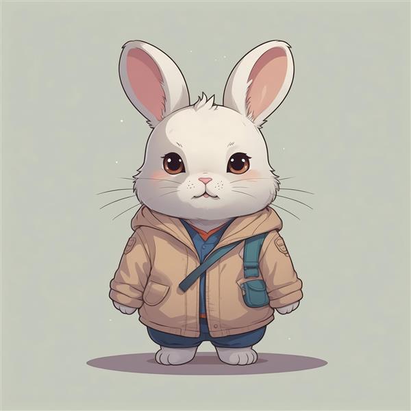 طرح گرافیکی خرگوش با هودی و کوله‌پشتی، شخصیت فانتزی شهری