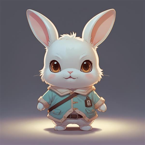 وکتور خرگوش لباس‌پوش با ژاکت آبی فیروزه‌ای، طرح آلیس در سرزمین عجایب