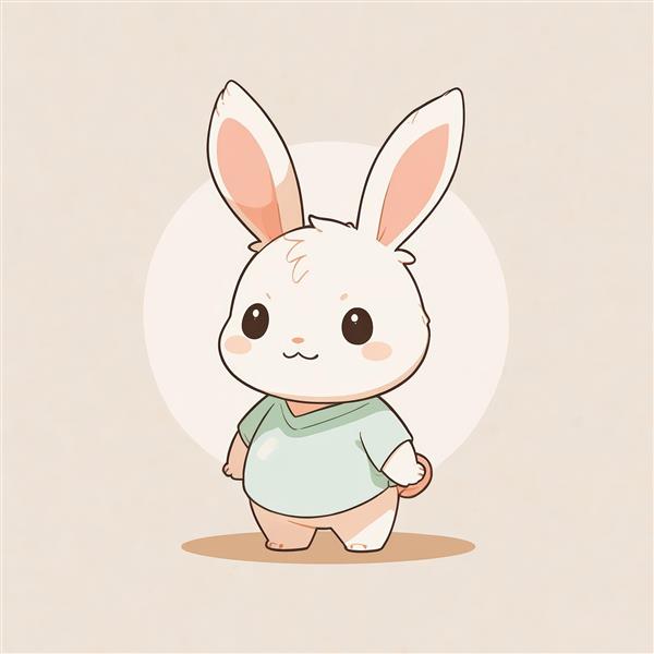 طرح اورجینال خرگوش با تیشرت یقه هفت سبز نعنایی و پس‌زمینه دایره‌ای