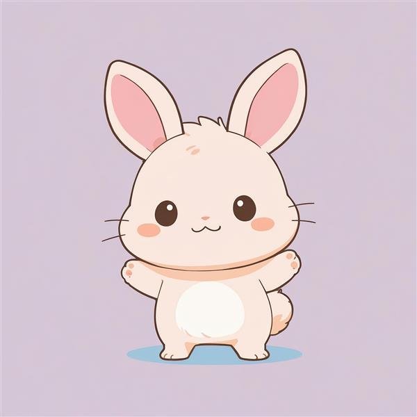 وکتور خرگوش بامزه در پوزیشن باز با پس‌زمینه بنفش یاسی ملایم