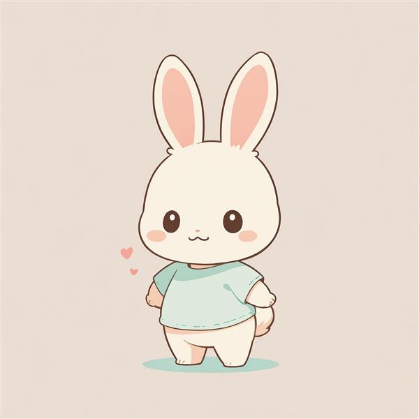 طرح اورجینال خرگوش با تیشرت آبی پاستلی و حالت ایستاده (شخصیت سازی)