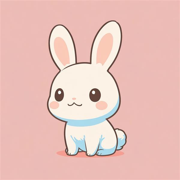 وکتور خرگوش نشسته با پوشش دور گردن آبی، مناسب چاپ روی بوم نقاشی