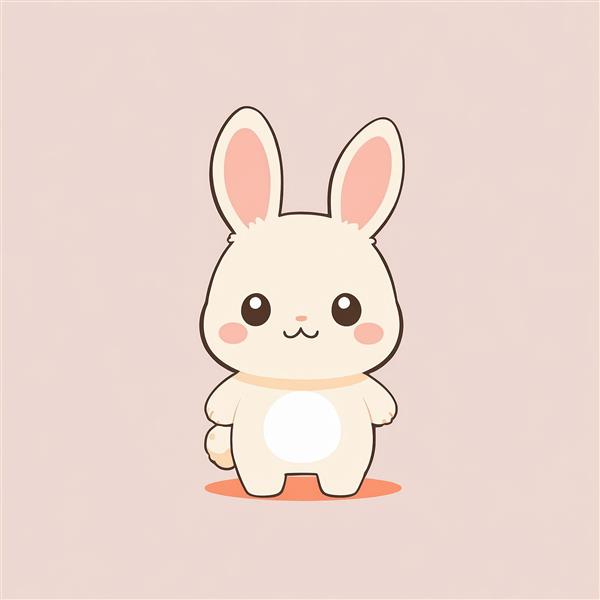 تصویر اورجینال خرگوش با چشم‌های گرد و پوزخند کوچک در پس‌زمینه رُز کوارتز