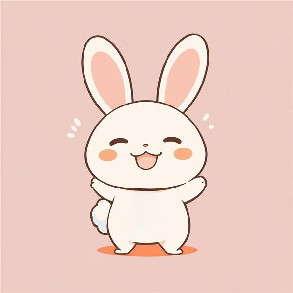 تصویر خرگوش کارتونی سفید با گوش‌های بزرگ و خندان در پوزیشن ایستاده