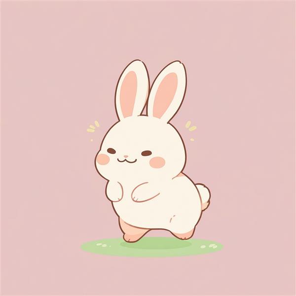 طرح کودکانه خرگوش بازیگوش با گوش‌های بزرگ در پس‌زمینه صورتی ملایم